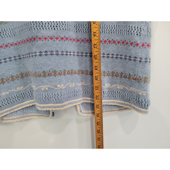 Christopher & Banks Womens Blue Floral Fair Isle Pointelle Cardigan Sweater M - Picture 8 of 8